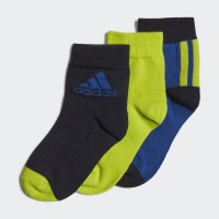 MEIAS ADIDAS ANKLE KIDS AZUL/VERDE/PRETO - TRIPACK